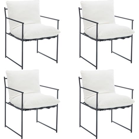 Wahson Sedie Set di 4, Stile Industriale Sedie da Cucina, Imbottite Sedie Sala da Pranzo per Soggiorno, Bianco (1/5)