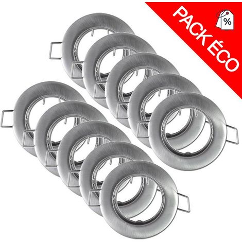 Pacchetto da 10 supporti per spot tondi fissi in alluminio satinato Ø77 mm Miidex Lighting® (1/3)