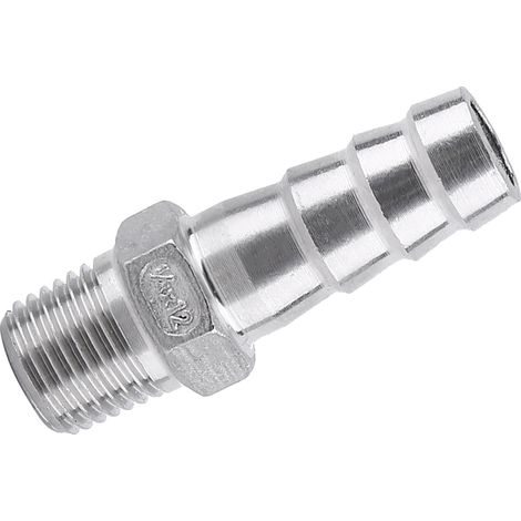 Raccord de tuyau mâle en acier inoxydable avec embout cannelé (1/4" x 12 mm) (1/5)