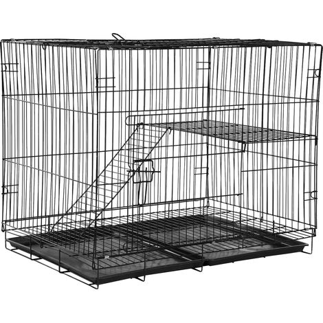 Caseta para mascotas, construcción duradera, uso versátil, color negro. (1/2)