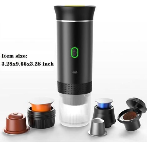 Machine à expresso électrique portable, machine à café en poudre à capsules 3 en 1 compatible avec les capsules Nespresso Original, (1/4)