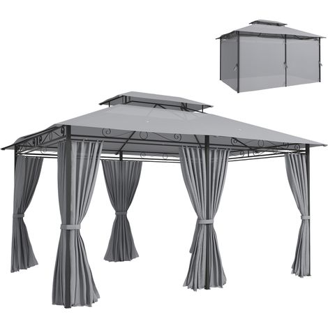Tonnelle de jardin, gris foncé, pour jardin terrasse, abri extérieur, terrasse jardin, format pratique, usage quotidien