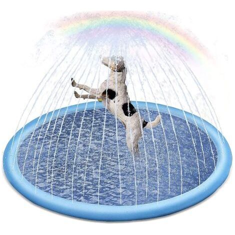 BUNTHAUS Tapis Jet D Eau Enfant,Piscine pour Chien,Tapis De Pulvérisation Antidérapant, Splash Pad PVC, Piscine pour Animaux,Baignoire pour Chien,Jeu d'eau Exterieur Été pour Enfant Adulte Chien (1/5)