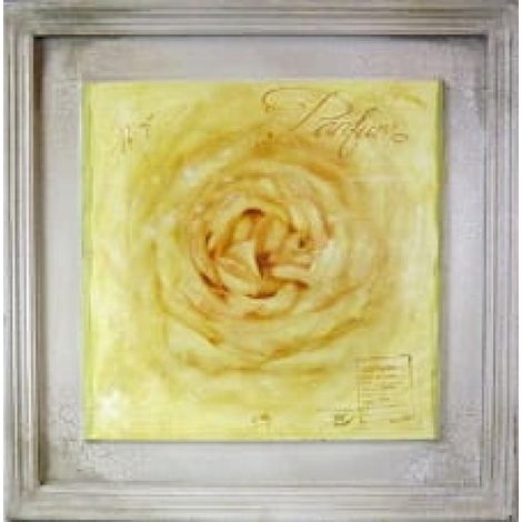 Peinture florale « Rose jaune » à l'effet vieilli, 38 x 38 cm - Partie 1 sur 4