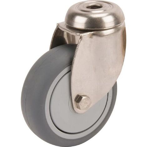 Roulettes pivotantes en acier inoxydable à trou de fixation TENTE 7470PJC075P3011