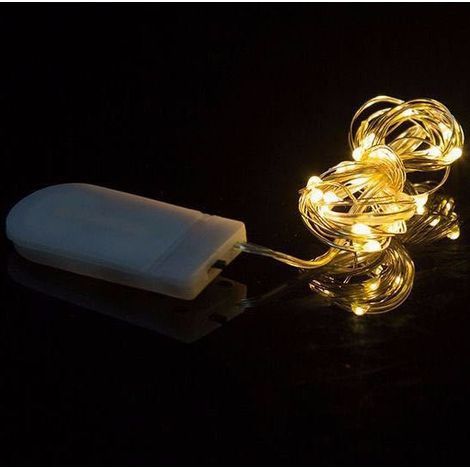 Batteriebetriebene Lichterkette, 2 m Kupferdraht, 20 Mini-LEDs für den Innenbereich, z. B. als Spiegelbeleuchtung im Schlafzimmer oder als Weihnachtsbaumbeleuchtung. (1/5)