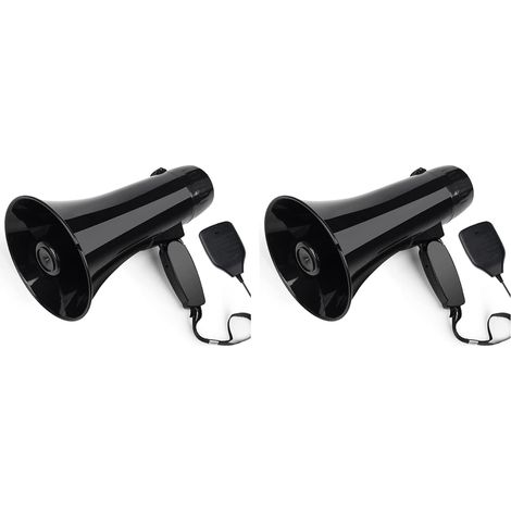 2X Haut-Parleur MéGaphone Portable 35 w avec Microphone Portable Amovible, SirèNe IntéGréE (Noir) (1/5)
