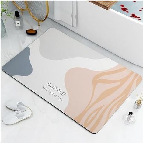 Non-slip Bath Mat 40X60cm, Absorbent Diatomite Bathroom Mat, Quick Drying Shower Mat, Shower Exit Mat, Kitchen Non-slip Mat (1/4)