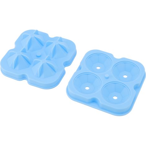 Silikon-Eiswürfelform mit 4 Löchern in Rautenform für Kuchen, Schokolade und Süßigkeiten (Blau) (1/5)