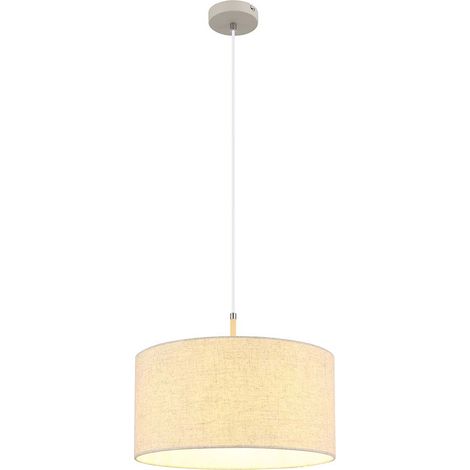 Pendelleuchte Hängelampe höhenverstellbar Metall sandfarben matt Textil H 120 cm (1/5)