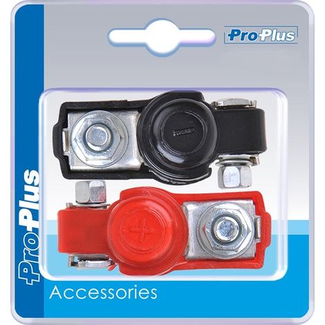 Set morsetti batteria e - con protezione in plastica rossanera in blister (1/5)