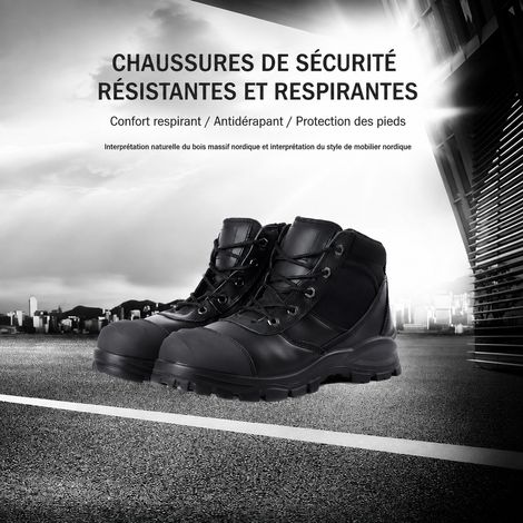 Chaussures de sécurité homme cuir noir basses zippées taille 40 noir 40 1 g – Livraison gratuite