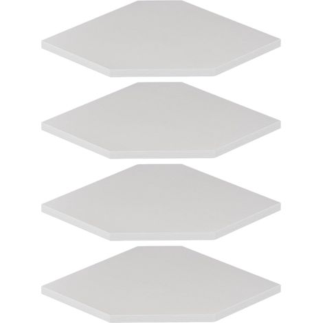 1 Étagère Murale D'angle, 4 Niveaux, Bois, Trous Câbles, 30cm, Salon, Bureau (1/5)