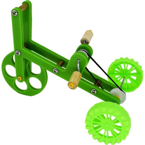 1 jouet perroquet, forme de vélo, plastique et métal, vert, 17 x 11,4 x 11,6 cm, pour stimulation mentale et jeu actif (1/5)