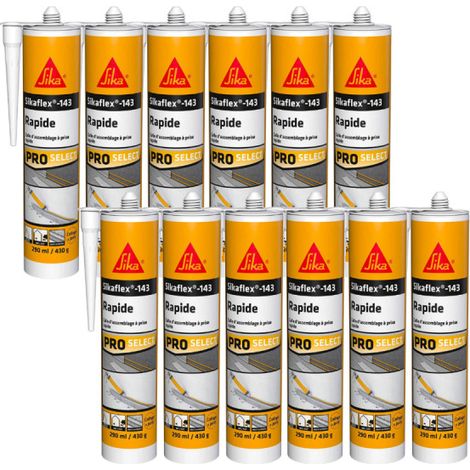 Sika – Lot de 12 mastics colles – 290ml blanc – Prise rapide et maintien instantané – Pour béton, céramique, bois, métal, verre