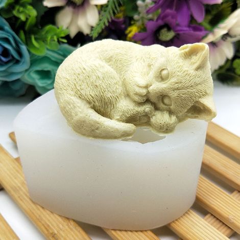Silikon-Katzenform, niedliche Katzen-Seifenform für Kerzen, Mousse-Kuchenform, 3D-Cartoon-Katzen-Epoxidform, DIY-Backform (1/5)