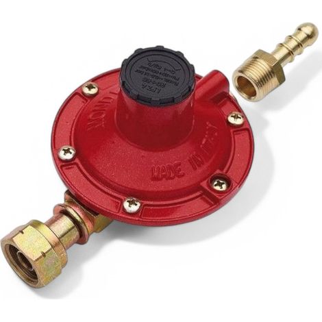Regolatore gas bassa pressione taratura 20-60 mbar attacco dado italiano uscita portagomma gpl