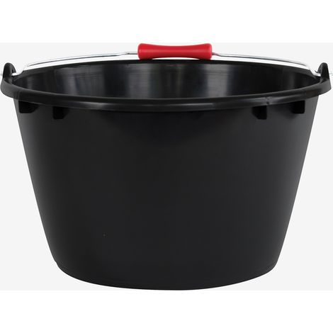 Seau rond éco-durable 15 L - noir anse métal poignée ergonomique rouge - Gilac (1/5)