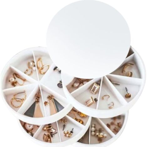 Boîte de rangement pour bijoux rotative 4 couches – Organisateur compact de voyage, intérieur doux anti-rayures (1/5)