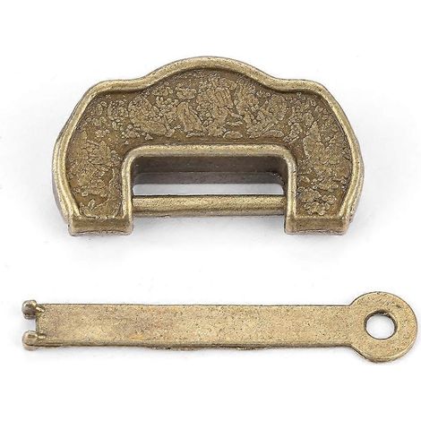 Chinesisches Vintage-Vorhängeschloss im antiken Retro-Stil mit Schlüssel für Schmuckkästchen, Schubladen und Schränke (klein)