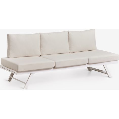 SKLUM 3-Sitzer Garten-Sofa aus Aluminium, verstellbar Libanc Hellgrau – Gardeniaweiß                                  