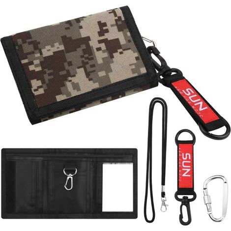 Cartera tríptico de camuflaje para niños, cartera deportiva delgada de lona, monedero ligero y duradero para niños y adolescentes en la escuela o de viaje.