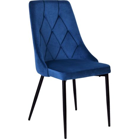 Sedia LINCOLN VELVET rivestita in velluto blu navy (1/5)