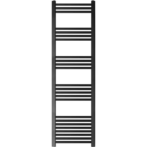 Yarnfield Straight Heated Heated Towel Rail Radiator, 732W, 400 x 1600mm, Matt Black (1/2)