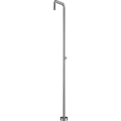 Columna de Ducha Exterior para Jardín y Piscina, Monofluido, Agua Fría, Control con Giro 90° Color Acero Cepillado