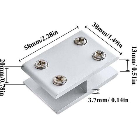 Lot de 4 Pince à Verre Clips a Verre en Alliage D'aluminium pour Fixation de Verre sur les Deux Côtés de Douche Tables Panneaux, Pince Verre Ajustable de 10 à 12mm D'épaisseur, 180 Degrés (1/3)