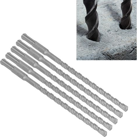 Lot de 5 forets à percussion de 210 mm de long, pointes en carbure pour forets à percussion rotative pour brique, pierre et béton, 8 mm. (1/5)