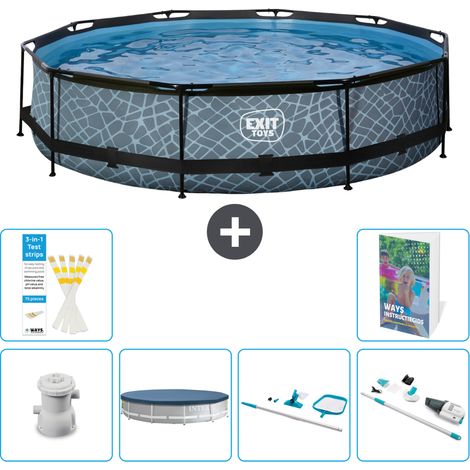 Exit Pool Rund - Steinoptik - 360x76 cm - 7-teilig S257