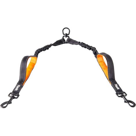 1 laisse double pour chiens, réfléchissante, flexible avec extension 50 cm, néoprène souple, mousqueton 360°, pour 2 chiens de taille moyenne à grande