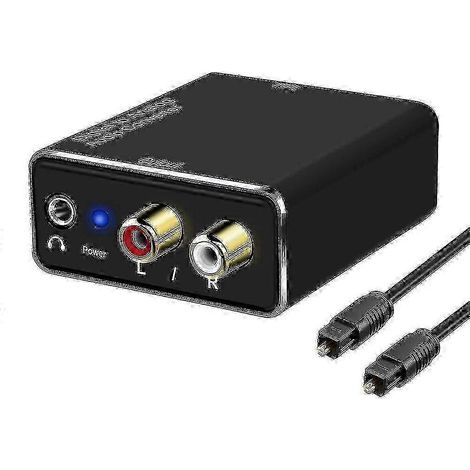 Convertisseur audio numérique-analogique (DAC) avec adaptateur stéréo optique SPDIF vers RCA et auxiliaire 3,5 mm. (1/5)
