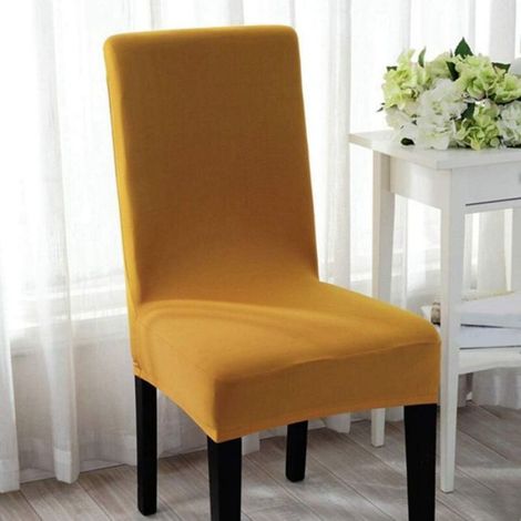 Housse Chaise élastique Spandex Revêtement de Chaise Extensible (6pcs, Jaune Moutarde) (1/4)