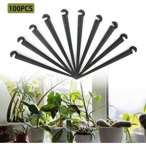 Lot de 100 Tuyau Goutte à Goutte Support, Goute a Goute Arrosage Support, Irrigation Support,Piquets de Tuyau Égouttement, Piquets de Tuyau Irrigation, pour 4/7 Tuyau d'Arrosage Goutte à Goutte (1/5)