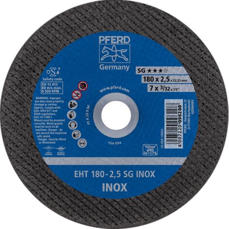 PFERD Trennscheibe EHT 180x2,5x22,23 mm gerade Leistungslinie SG INOX für Edelstahl (1/4)