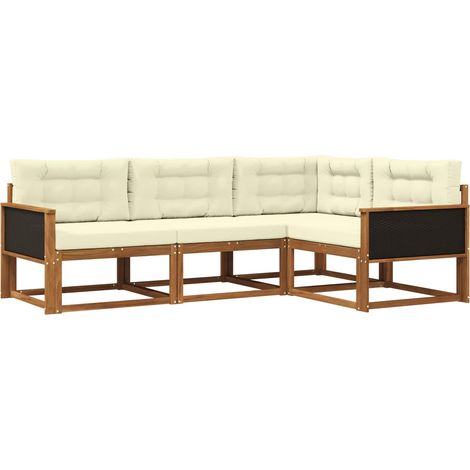 Outdoor Sofa Set with Cushion 4 pcs Natural and Cream vidaXL (1/5)