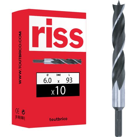 10 forets à bois autocentreurs hélice rapide Ø6mm - Riss (1/2)