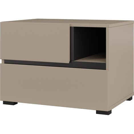 Tavolino da notte HAVANA beige e nero – 2 cassetti e 1 nicchia – Contenitore moderno ed elegante design