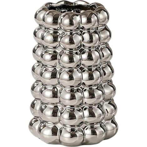 Vaso decorativo in ceramica bolle, pot di fiore unico e moderno per soggiorno, ufficio o di entrata, Argento (1/5)