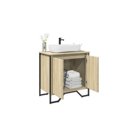 Armoire lavabo de salle de bain chêne sonoma 60x35x60 (1/5)