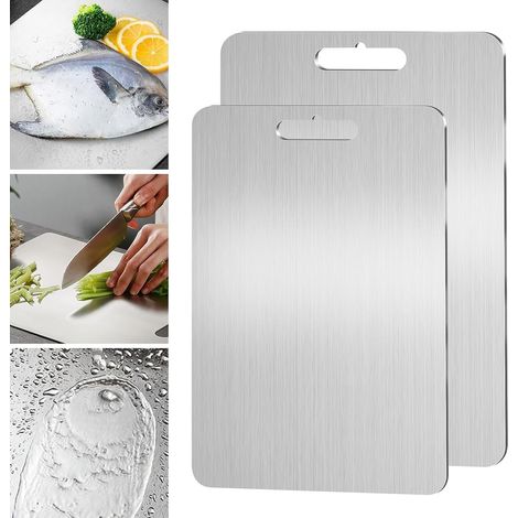 2-teiliges Schneidebrett-Set aus Titan, doppelseitig, zum Schneiden von Fleisch, Obst und Gemüse – 29 x 20 cm + 34 x 23 cm (1/5)