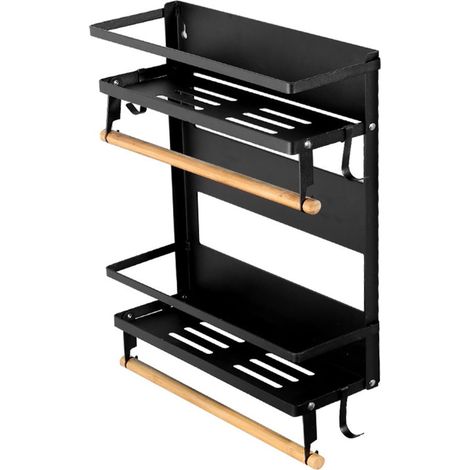 TRADE SHOP - Mensole Pieghevoli Magnetiche Da Cucina Con Ganci Supporto Portarotoli In Metallo Legno - (1/5)