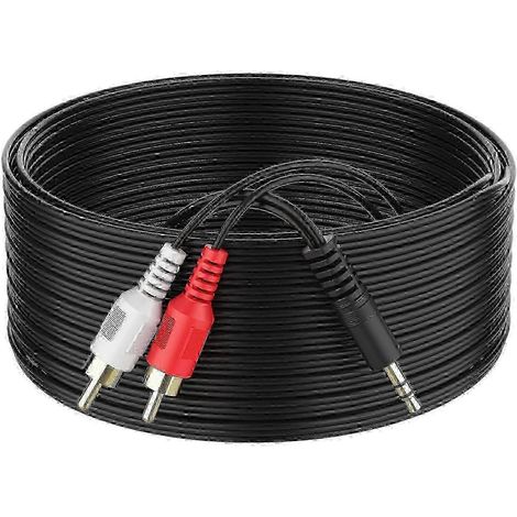 Câble répartiteur stéréo en Y 3,5 mm vers RCA, 30 m (100 pi) TRS mâle 3,5 mm vers 2 RCA mâles (1/5)