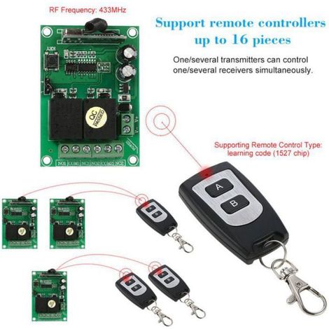 Contrôleur Moteur DC - 12 V - Récepteur Relais RF 433 MHz - Rotation Avant Arrière - Pour Portes Automatiques Volets Roulants - 1 Pièce (1/4)