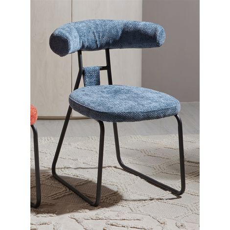 Chaise Kirk en chenille épaisse bleue 58 x 58 x 76 cm (1/5)