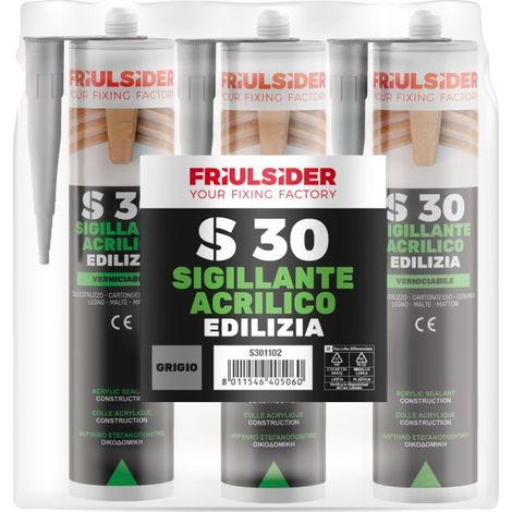 KIT 3 CARTUCCE S3011 SIGILLANTE ACRILICO GRIGIO