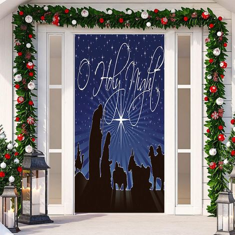 Nouvelle décoration adhésive de porte pour Noël, toile de fond festive, tapisserie murale pour porte de chambre, largeur de porte - SDMT-040 - 110 x 180 cm