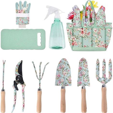Outils de jardinage – Jardinage à imprimé floral avec râteau et organisateur – Comprend des gants  Pour les femmes qui jardinent la plantation (1/5)